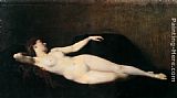 Jean-jacques Henner Famous Paintings - Donna sul divano nero